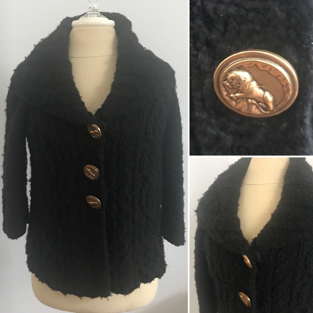 Juicy Couture Jacket Black Fuzzy Wool - Picture 1 of 8